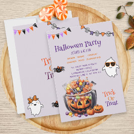 カラフルなカボチャのキャンディキッズハロウィンパーティーのお菓子 招待状