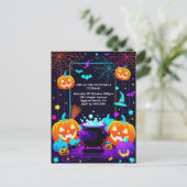 カラフルなカボチャのハロウィン シーズンポストカード (スタンド正面)