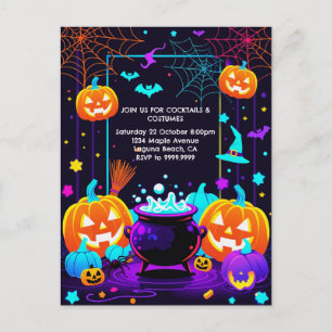 カラフルなカボチャのハロウィン シーズンポストカード