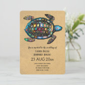 カラフルなカメのサンディビーチウェディング招待状 招待状 (スタンド正面)