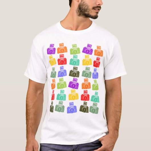 カラフルなカメラ Tシャツ (正面)