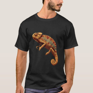 カラフルなカメレオンの肖像画アート Tシャツ