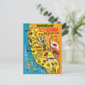 カラフルなカリフォルニア地図ポストカード ポストカード (スタンド正面)