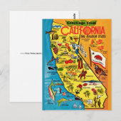 カラフルなカリフォルニア地図ポストカード ポストカード (正面/裏面)