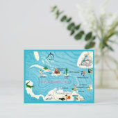 カラフルなカリブ海の地図のポストカード ポストカード (スタンド正面)