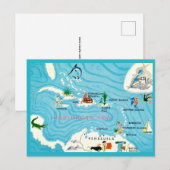 カラフルなカリブ海の地図のポストカード ポストカード (正面/裏面)