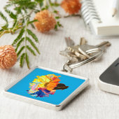 カラフルなカーネーションの水彩花 キーホルダー (側面)