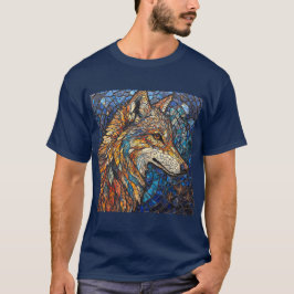 カラフルなガラスで飾られたオオカミ Tシャツ