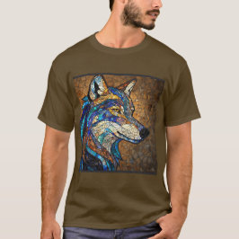 カラフルなガラスで飾られたオオカミ Tシャツ