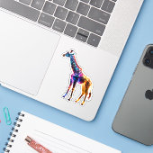 カラフルなガラスのキリン シール (ノートパソコンとiPhone)