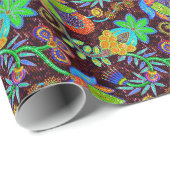 カラフルなガラス玉はレトロの花柄2aを見ます ラッピングペーパー (ロールコーナー)