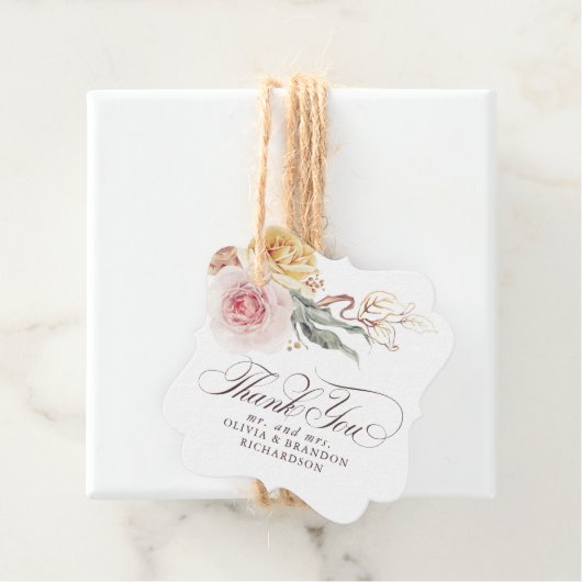 カラフルなガーデンフラワー エレガント サンクス フェイバータグ (インサイチュ)