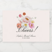 カラフルなガーデンフラワー ブライダルシャワー スパークリングワインラベル (シングルラベル)