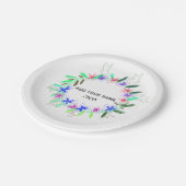 カラフルなガーランドリースクリスマス名テキスト ペーパープレート (アングル)