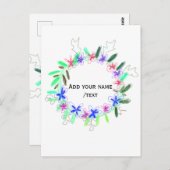 カラフルなガーランドリースクリスマス名テキスト ポストカード (正面/裏面)