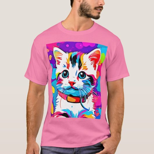 カラフルなキティアート Tシャツ (正面)