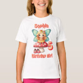 カラフルなキノコの妖精のチョウチョの誕生日  Tシャツ (正面)