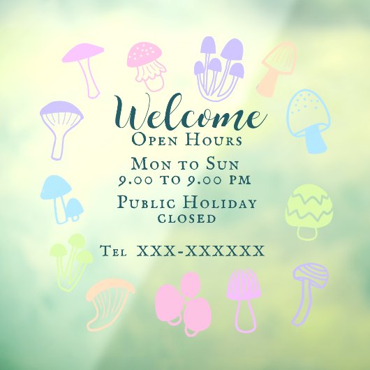 カラフルなキノコ ウィンドウサイン (シート3)