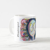 カラフルなキャラクターの#freakingoutのコーヒー・マグ コーヒーマグカップ (正面左)