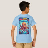 カラフルなキャラクタータコの水中シーン Tシャツ (裏面フル)