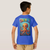 カラフルなキャラクタータコの水中シーン Tシャツ (裏面フル)