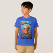 カラフルなキャラクタータコの水中シーン Tシャツ (正面フル)