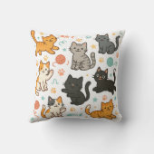 カラフルなキャラクター猫の枕 – 遊び心のあるパターン  クッション (裏面)