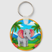 🐘 カラフルなキャラクター象のトロピカルな楽しさ  キーホルダー (裏面)