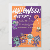 カラフルなキャンディモンスターのハロウィン招待状 子供用 招待状 (正面)