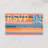 カラフルなキャンディーストライプ お祭り気分を盛り上げる 太いQRコード RSVP エンクロージャーカード (正面)