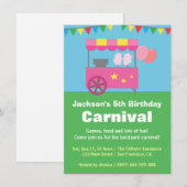 カラフルなキャンディー カーニバル誕生日パーティー 招待状 (正面/裏面)