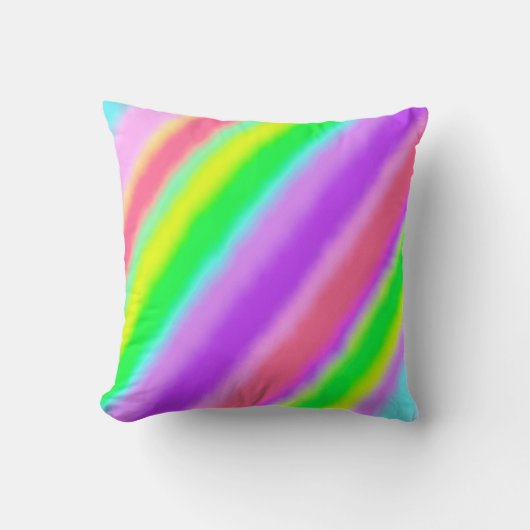 カラフルなキャンデーのストライプのグラデーションな影 クッション (正面)
