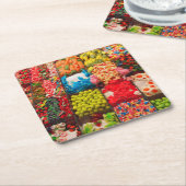 カラフルなキャンデーの甘い店のコースター スクエアペーパーコースター (アングル)