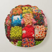 カラフルなキャンデーの甘い店の円形の枕 ラウンドクッション (正面)