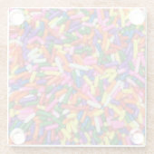 カラフルなキャンデーは振りかけます ガラスコースター (裏面)