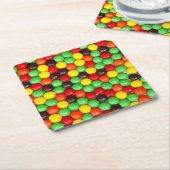 カラフルなキャンデー スクエアペーパーコースター (アングル)