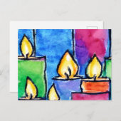 カラフルなキャンドルのホリデーカード シーズンポストカード (正面/裏面)