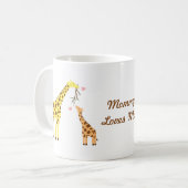 カラフルなキリンのお母さんおよび子供へベビーの子牛 コーヒーマグカップ (正面左)