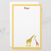 カラフルなキリンのお母さんおよび子供へベビーの子牛 便箋 (正面/裏面)