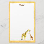 カラフルなキリンのお母さんおよび子供へベビーの子牛 便箋 (正面)