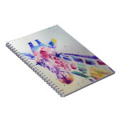 カラフルなキリン動物ウォーターカラーアートブック ノートブック (右側)