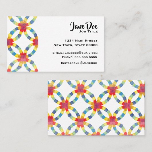 カラフルなキルトの名刺 名刺 (正面/裏面)