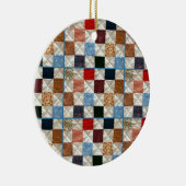 カラフルなキルトはパターンを平方します セラミックオーナメント (右)