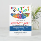 カラフルなキーボードの誕生日パーティー 招待状 (スタンド正面)