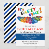 カラフルなキーボードの誕生日パーティー 招待状 (正面/裏面)