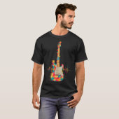 カラフルなギターの心拍タイ染め音楽の面白さ Tシャツ (正面フル)