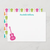 カラフルなギターの音楽 ノートカード (正面/裏面)