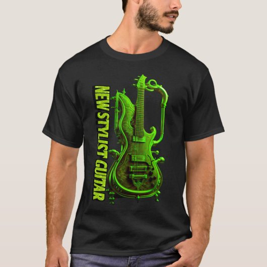 カラフルなギターデザイン 発見 Tシャツ (正面)