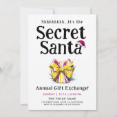 カラフルなギフトボウのウォーターカラー Secret Santa 招待状 (正面)