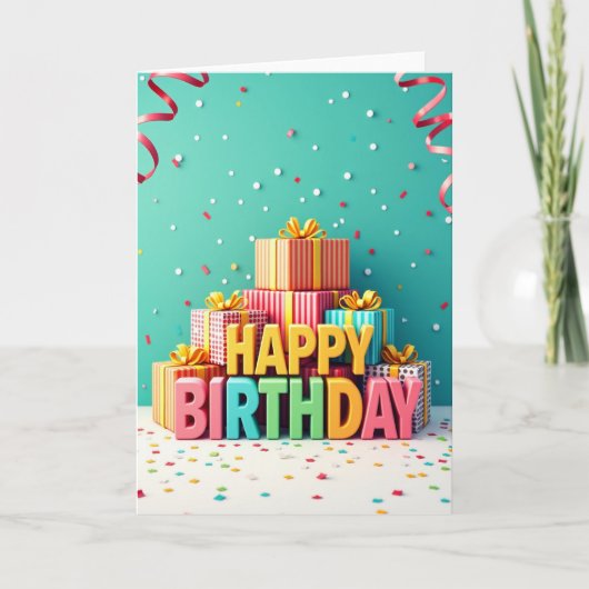 カラフルなギフト 誕生日カード カード (正面)